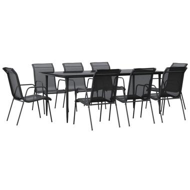 vidaXL - ensemble à manger de jardin - Noir - Acier - 200 cm tafellengte product