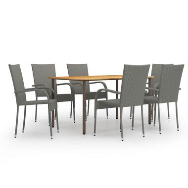 vidaXL - Eetset - Grijs - Poly rattan product