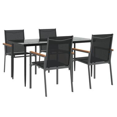vidaXL - ensemble à manger de jardin - Noir - Acier - 160 cm tafellengte product