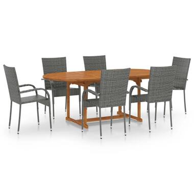 vidaXL - ensemble à manger de jardin - Gris - Rotin synthétique product