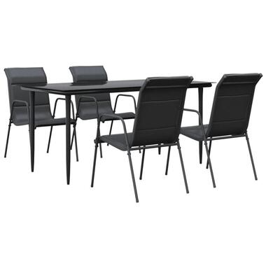 vidaXL - ensemble à manger de jardin - Noir - Acier - 160 cm tafellengte product