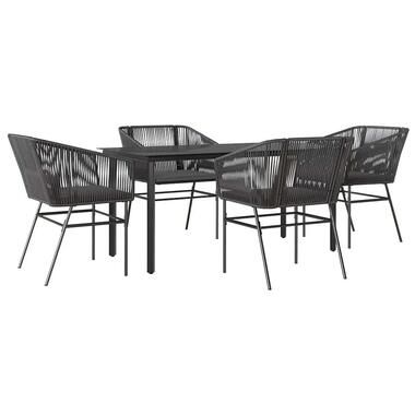 vidaXL - Tuin Eetset - Zwart - Rattan - 160 x 80 x 74 cm product