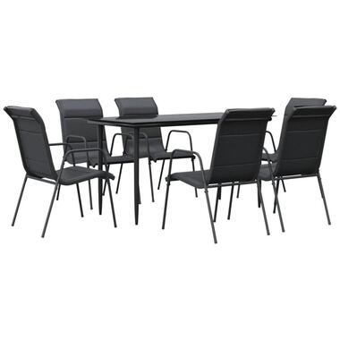 vidaXL - ensemble à manger de jardin - Noir - Acier - 140 cm tafellengte product