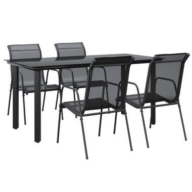 vidaXL - ensemble à manger de jardin - Noir - Acier - 160 cm tafellengte product