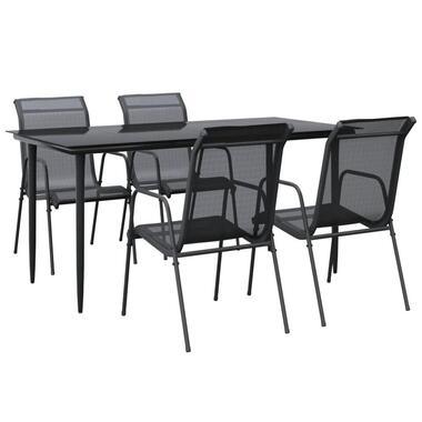 vidaXL - ensemble à manger de jardin - Noir - Acier - 160 cm tafellengte product