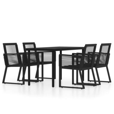 vidaXL - ensemble de salle à manger - Noir - Acier - 140 cm tafellengte product