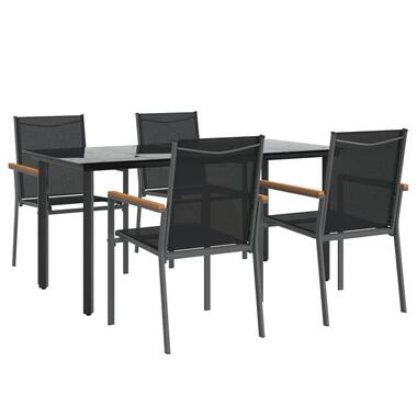 vidaXL - ensemble à manger de jardin - Noir - Acier - 160 cm tafellengte product