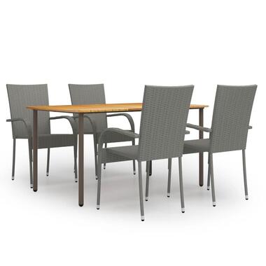 vidaXL - ensemble à manger de jardin - Gris - Rotin synthétique product