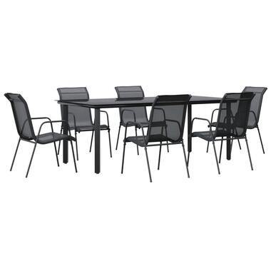vidaXL - Tuinset - Zwart - Staal - 200 cm tafellengte product