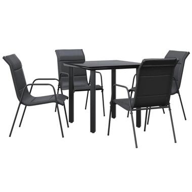 vidaXL - ensemble à manger de jardin - Noir - Acier - 80 cm tafellengte product