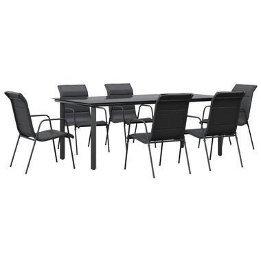 vidaXL - Tuinset - Zwart - Staal - 200 cm tafellengte product
