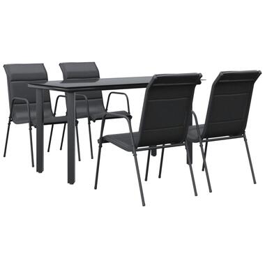 vidaXL - ensemble à manger de jardin - Noir - Acier - 140 cm tafellengte product