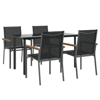 vidaXL - ensemble à manger de jardin - Noir - Acier - 140 cm tafellengte product