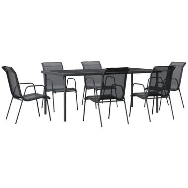 vidaXL - Tuinset - Zwart - Staal - 190 cm tafellengte product