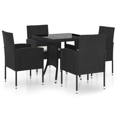 vidaXL - Eetset - Zwart - Rattan - 80 cm tafellengte product