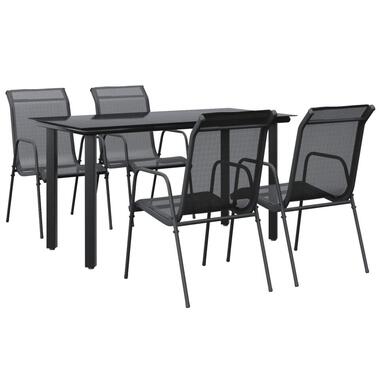 vidaXL - ensemble à manger de jardin - Noir - Acier - 140 cm tafellengte product