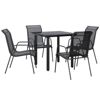 vidaXL - ensemble à manger de jardin - Noir - Acier - 80 cm tafellengte product