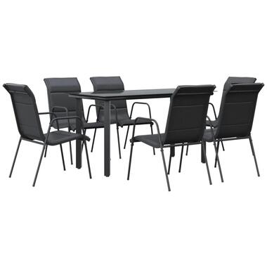 vidaXL - Tuinset - Zwart - Staal - 140 cm tafellengte product