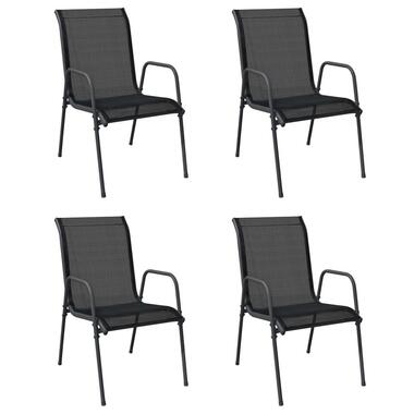 vidaXL - Tuinstoel - Zwart - Staal - 4 stuks product