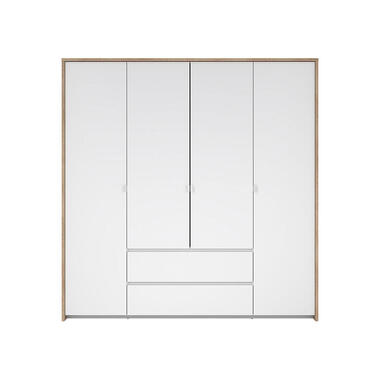Hioshop Next kledingkast 4 deuren 2 lades 197x200cm hoogglans wit product