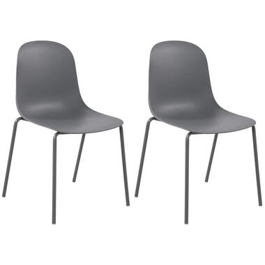 CLP Lot de 2 Chaises de jardin Hardin Plastique - Gris foncé product