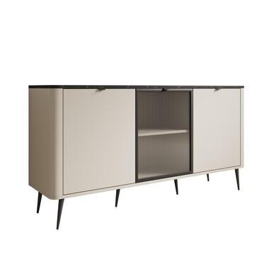 Meubella - Dressoir Mace - Beige - 160 cm - Met glas product