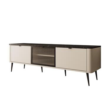 Meubella - TV-Meubel Mace - Beige - 160 cm - Met glas product