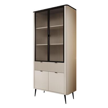 Meubella - Vitrinekast Mace - Beige - 90 cm - Met glas product