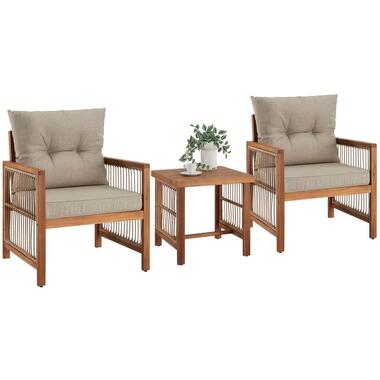 tectake Loungeset Eivissa in rope-design met XXL-bekleding, Natuur product