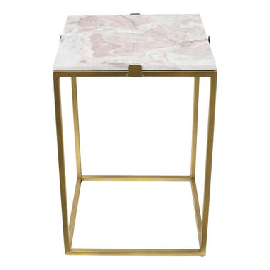 LOFT42 Table d'Appoint Marbre Carré Blanc - Métal - Marbre - 32x32x46 product