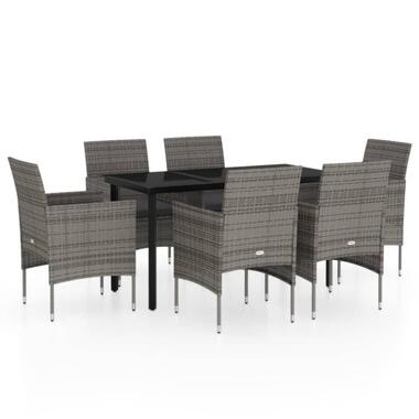 vidaXL - Tuinset - Grijs - Poly rattan - 140 cm tafellengte product