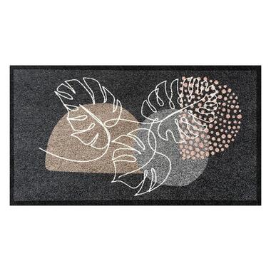 Deurmat Geometric Tropical Leaves Grijs - 66x120 cm product