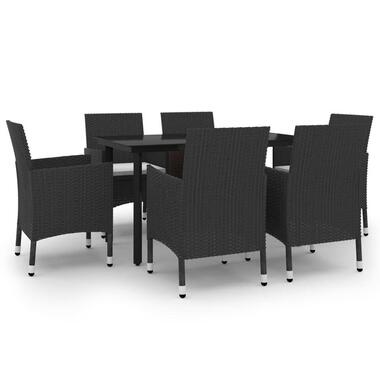 vidaXL - ensemble salon de jardin - Noir - Rotin - 140 cm tafellengte product