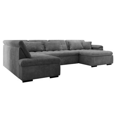 Meubella Canapé d'angle Nicoreta - Tissu côtelé gris foncé - Droite product