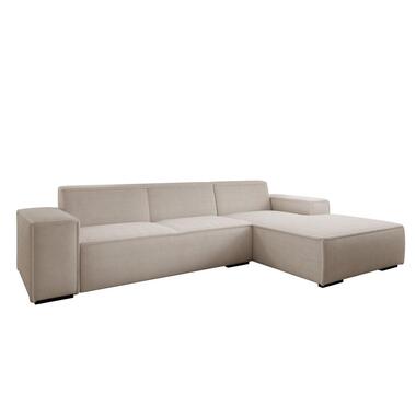 Meubella - Hoeksalon Cardiff - Beige - Ribstof - Rechts product