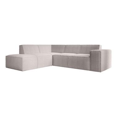 Meubella - Hoeksalon Monet - Beige - Fluffy ribstof - Links product