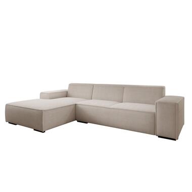 Meubella Canapé d'angle Cardiff - Beige - Tissu côtelé - Liens product