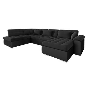 Meubella - Hoeksalon Nicoreta - Zwart - Leer - Stof - Rechts product