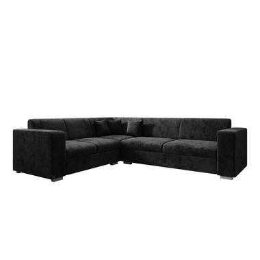 Meubella Canapé d'angle Santana - Noir - Velours - Gauche product