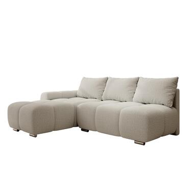 Meubella - Broome - Hoeksalon 3-zits - Grijs teddystof - Links product