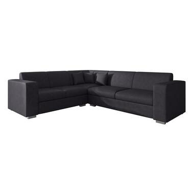 Meubella - Hoeksalon Santana - Zwart - Leer - Links product