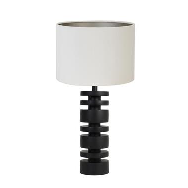 Tafellamp Desley/Velours - Zwart/Wit - Ø25x58cm product