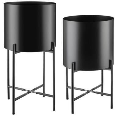 tectake Support de plantes MINE en acier revêtu par poudre, Noir product