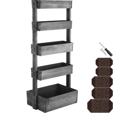 tectake Plantenbak Flora, gelakt hout, met plantenfolie, Grijs product