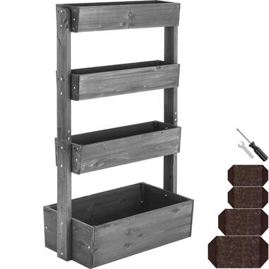 tectake Plantenbak Flora, gelakt hout, met plantenfolie, Grijs product