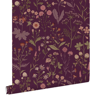 ESTAhome behangpapier - veldbloemen - aubergine paars - 50 x 900 cm product