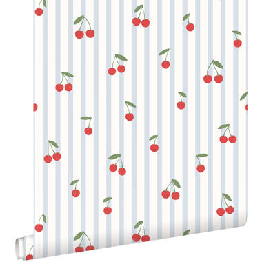 ESTAhome papier peint - cerises - bleu et rouge - 50 x 900 cm - 131655 product