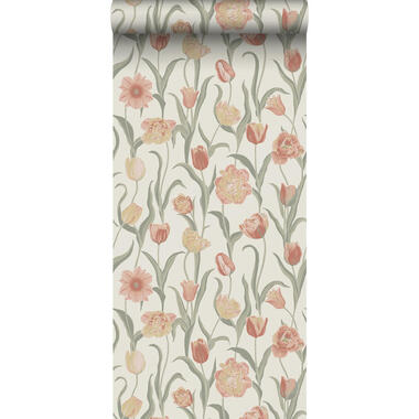 Borastapeter behangpapier - bloemen - terracotta en groen - 53 cm x 10.05 m product