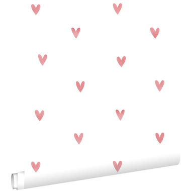 ESTAhome behangpapier - hartjes - wit en roze - 50 x 900 cm - 131630 product