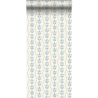 Borastapeter behangpapier - bloemetjes - blauw en beige - 53 cm x 10.05 m product